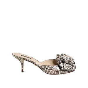 Dolce & Gabbana Multicolor Keira Bow Leather Peep Toe Mules Women's Shoes